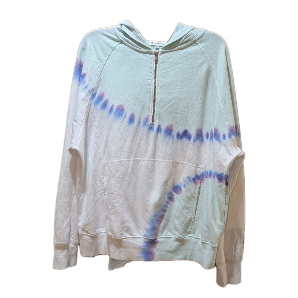 Peloton Sweatshirt Women's Size L Tie Dye 1/4 Zip Pullover Hoodie Bike Cycling‎